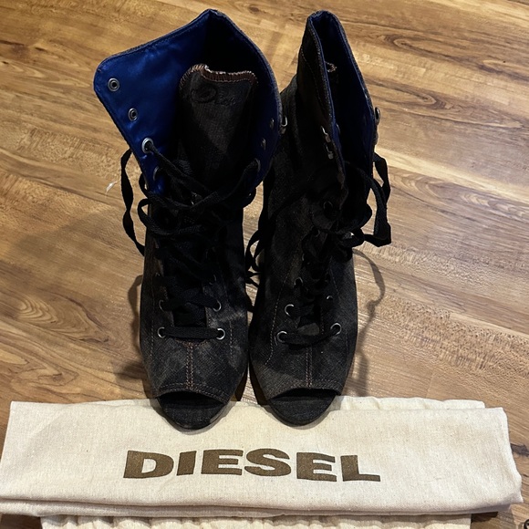 Diesel Women's Denim Lace-Up Wedges - Picture 1 of 5